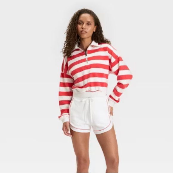 Women's Striped French Terry 1/2 Zip Sweatshirt - JoyLab - XS - NWT - Picture 3 of 4